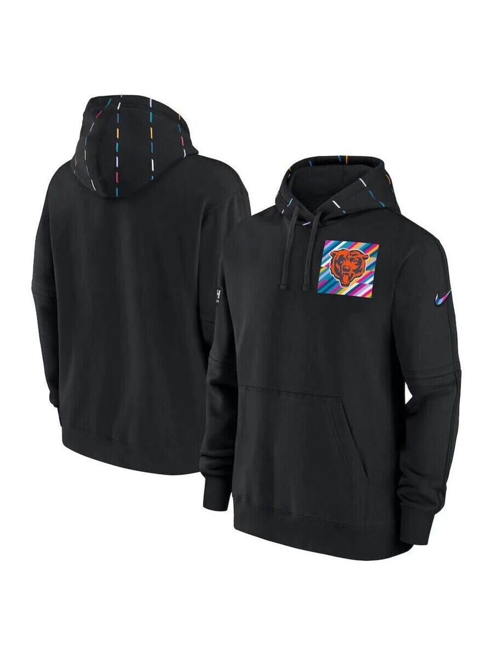 NIKE CHICAGO BEARS Crucial Catch Sideline Sweatshirt Hoodie Mens XXL 2XL Cancer